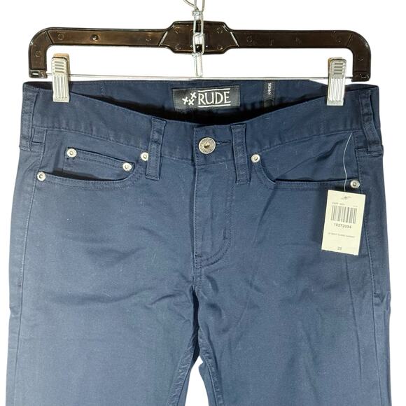 RUDE Hot Topic NWT Men's 28 Dark Navy Blue Skinny Chino Pants Light Stretch - Picture 4 of 11
